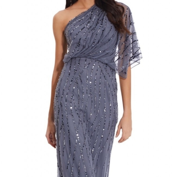 Adrianna Papell Dresses & Skirts - Adrianna Papell Draped One Shoulder Sequin Dress